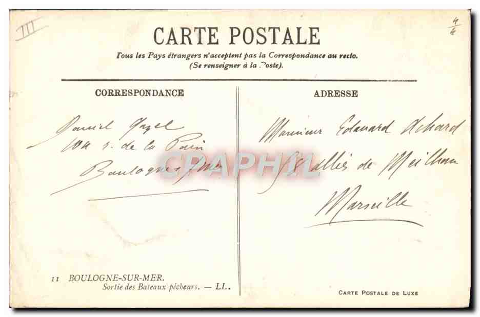 CPA Bateau Peche Boulogne sur Mer Sortie des bateaux pecheurs  — Verso