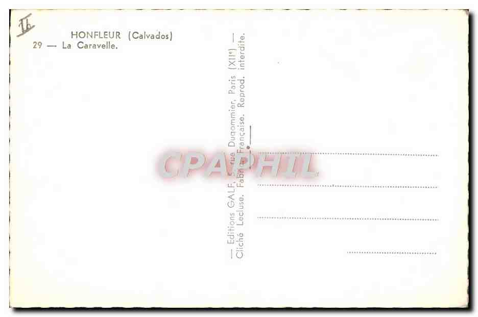 CPM Honfleur La caravelle — Verso