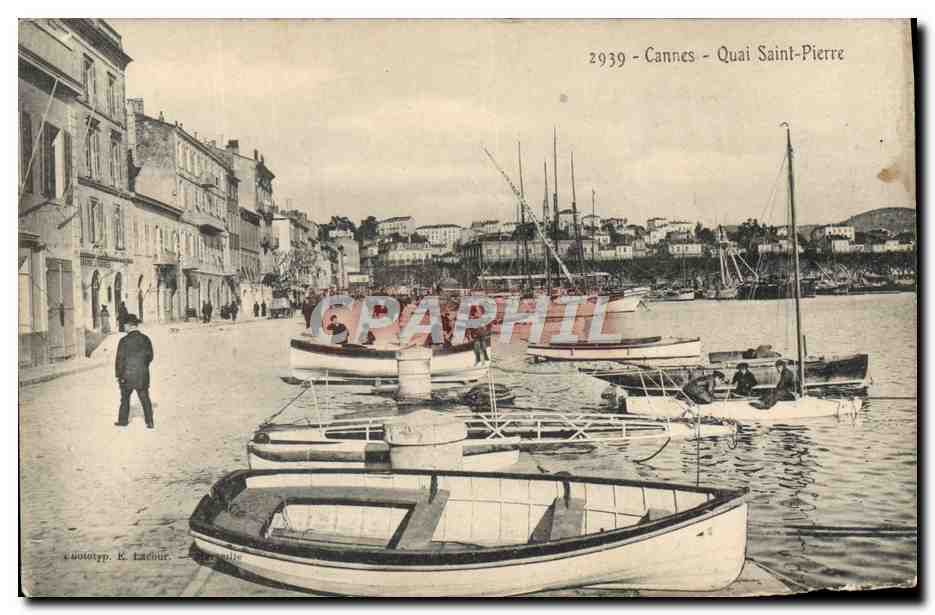Cannes - Quai Saint-Pierre — vue du port avec bateaux — éditeur E. Lachur, Marseille