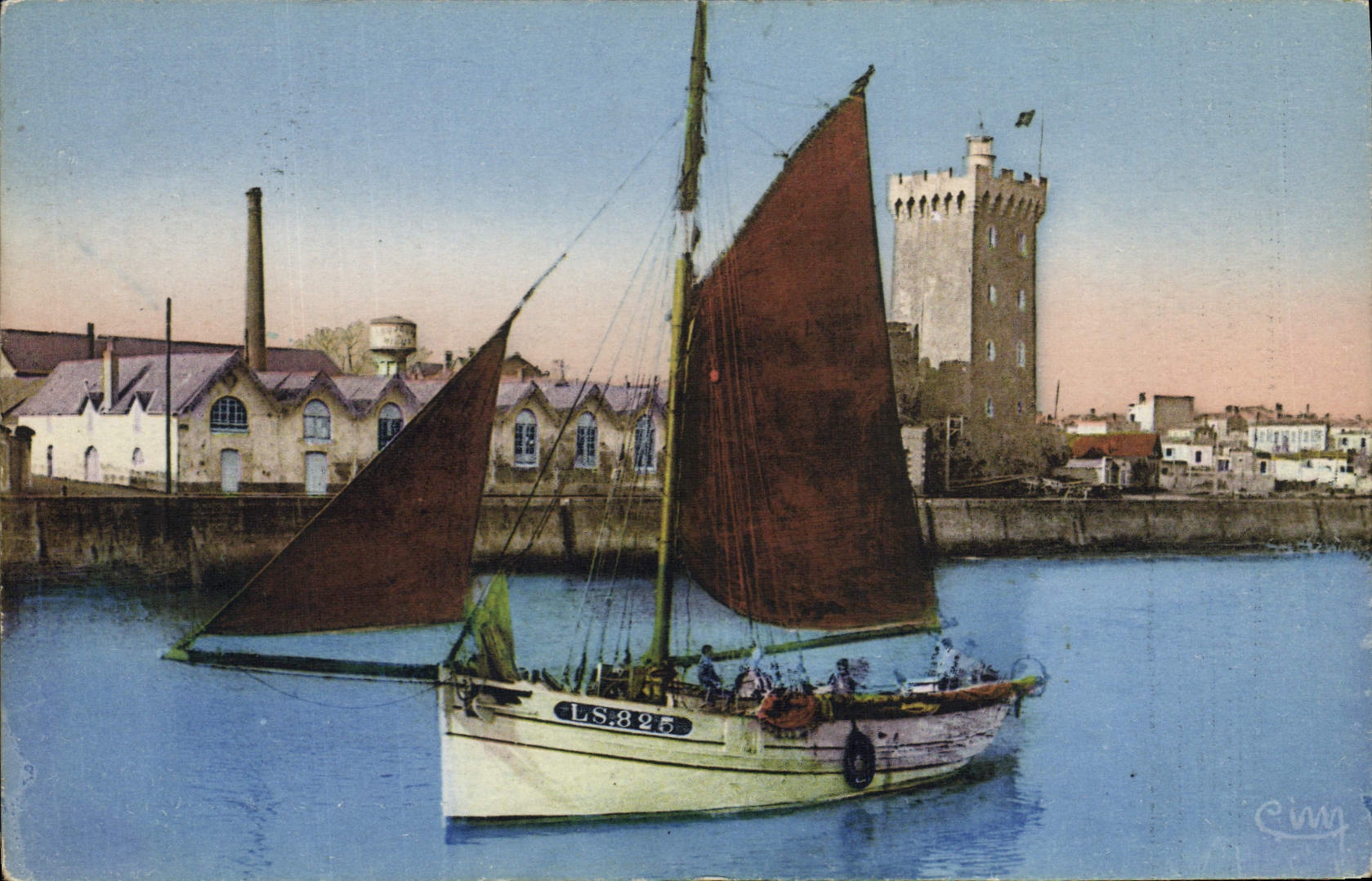 Les Sables-d'Olonne — Sortie d'une barque de pêche devant la Tour d'Arundel — Éditeur Cimm