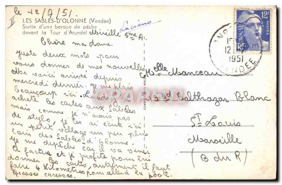 Les Sables-d'Olonne — Sortie d'une barque de pêche devant la Tour d'Arundel — Éditeur Cimm — Rückseite