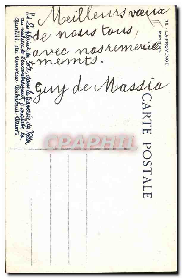 Martigues — Port avec barques à voiles — Carte postale n°76, éditée par LA PROVENCE — Verso