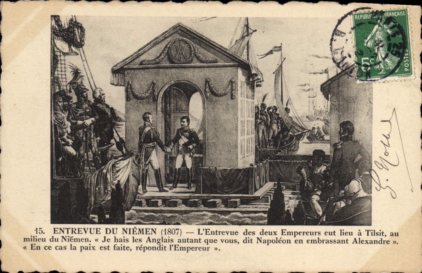 CPA Napoleon 1er Entrevue du Niemen Tilsitt 