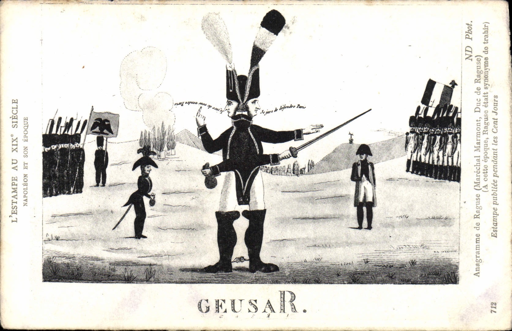 CPA Napoleon 1er Geusar Anagramme de Raguse Marechal Marmont Duc de Raguse 