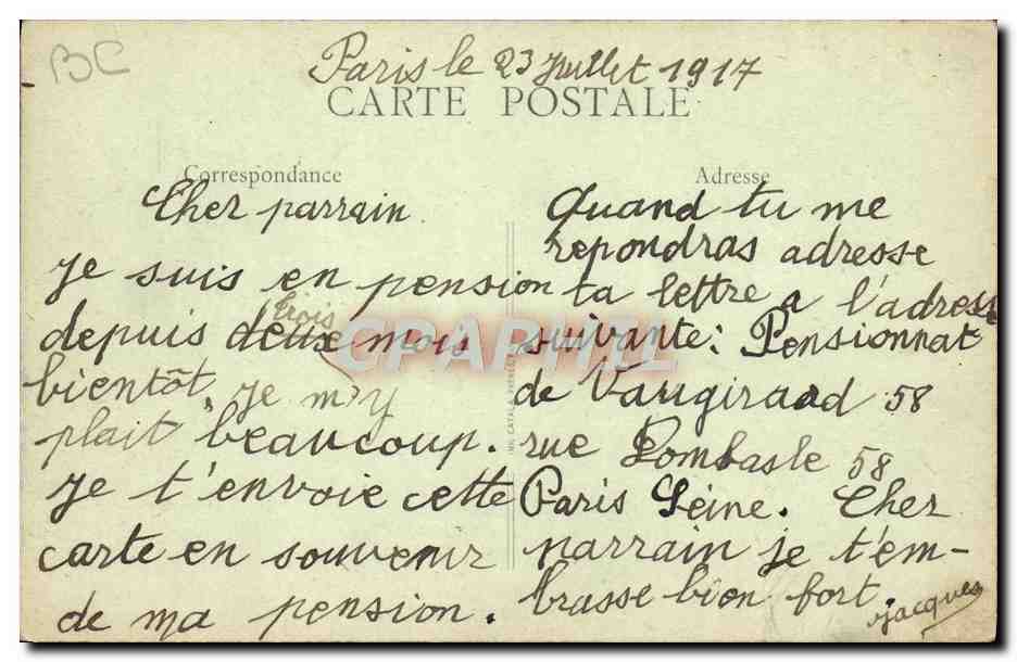 CPA Enfants Orphelinat de Vaugirard Refectoire  — Rückseite