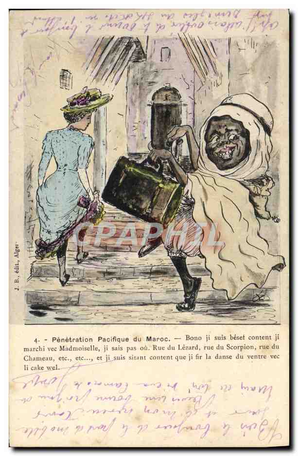 CPA Fantaisie Illustrateur Penetration pacifique du Maroc 