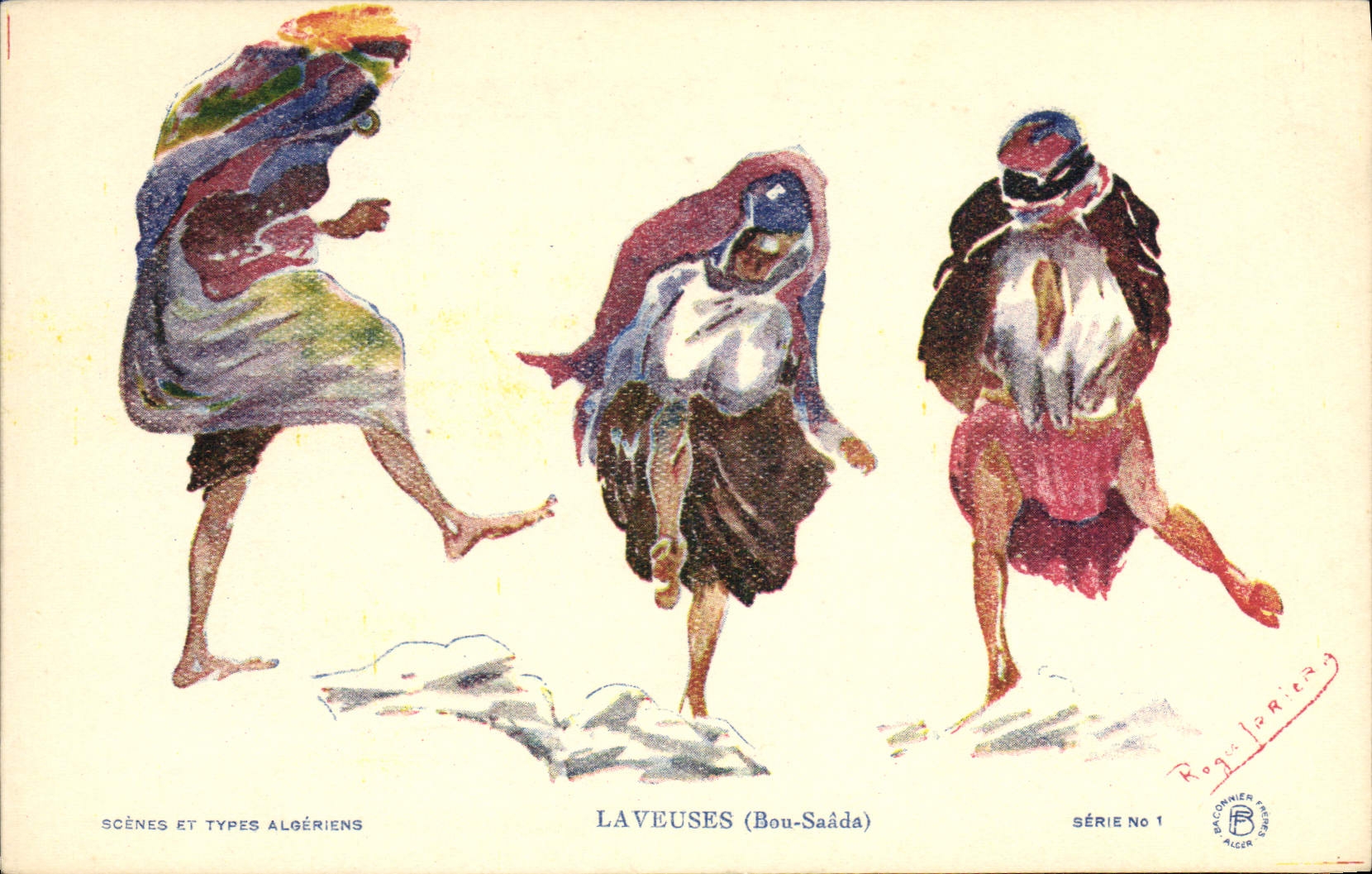 CPA Fantaisie Illustrateur Laveuses Bou Saada