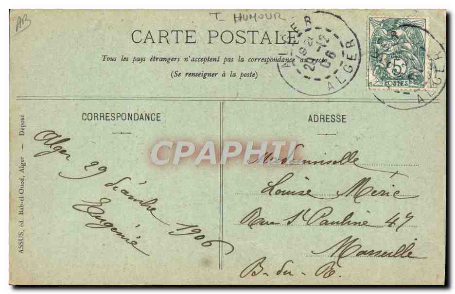 CPA Fantaisie Illustrateur Voila la boune annie 1907 — Verso