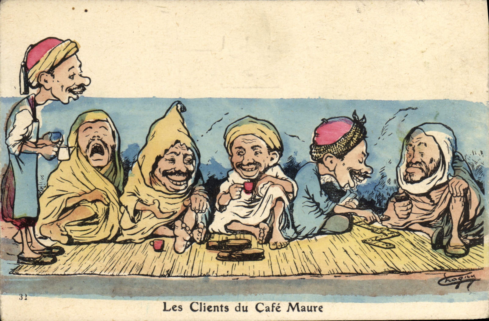 Les Clients du Café Maure — caricature — Chagny, n°32