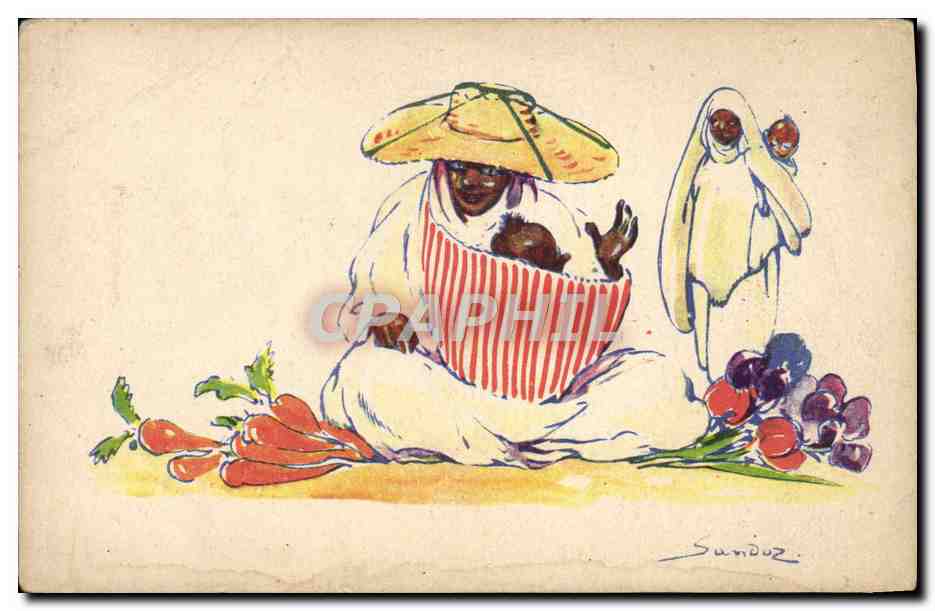 CPA Fantaisie Illustrateur Femme Afrique du Nord 