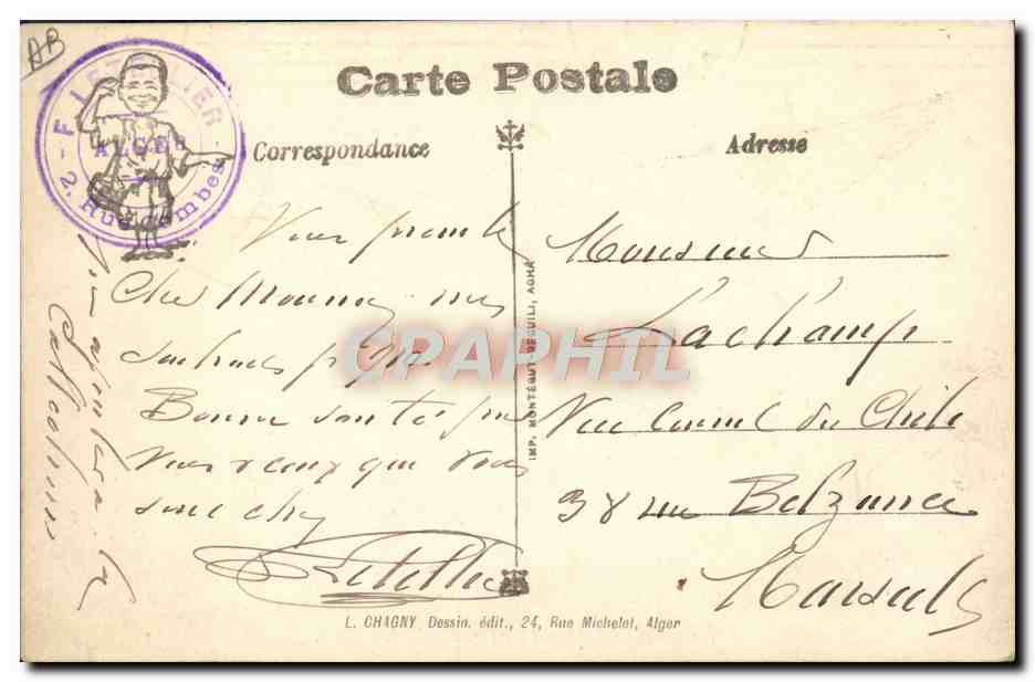 CPA Fantaisie Illustrateur Sidi Mohamed sur Burnousplan Avion — Rückseite