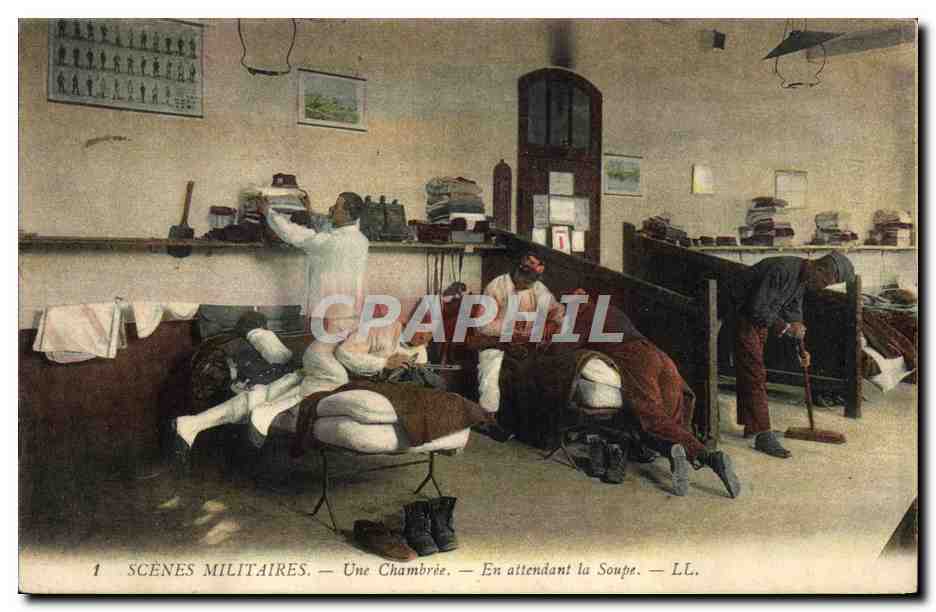 Scènes Militaires — Une Chambrière — En attendant la Soupe — LL.