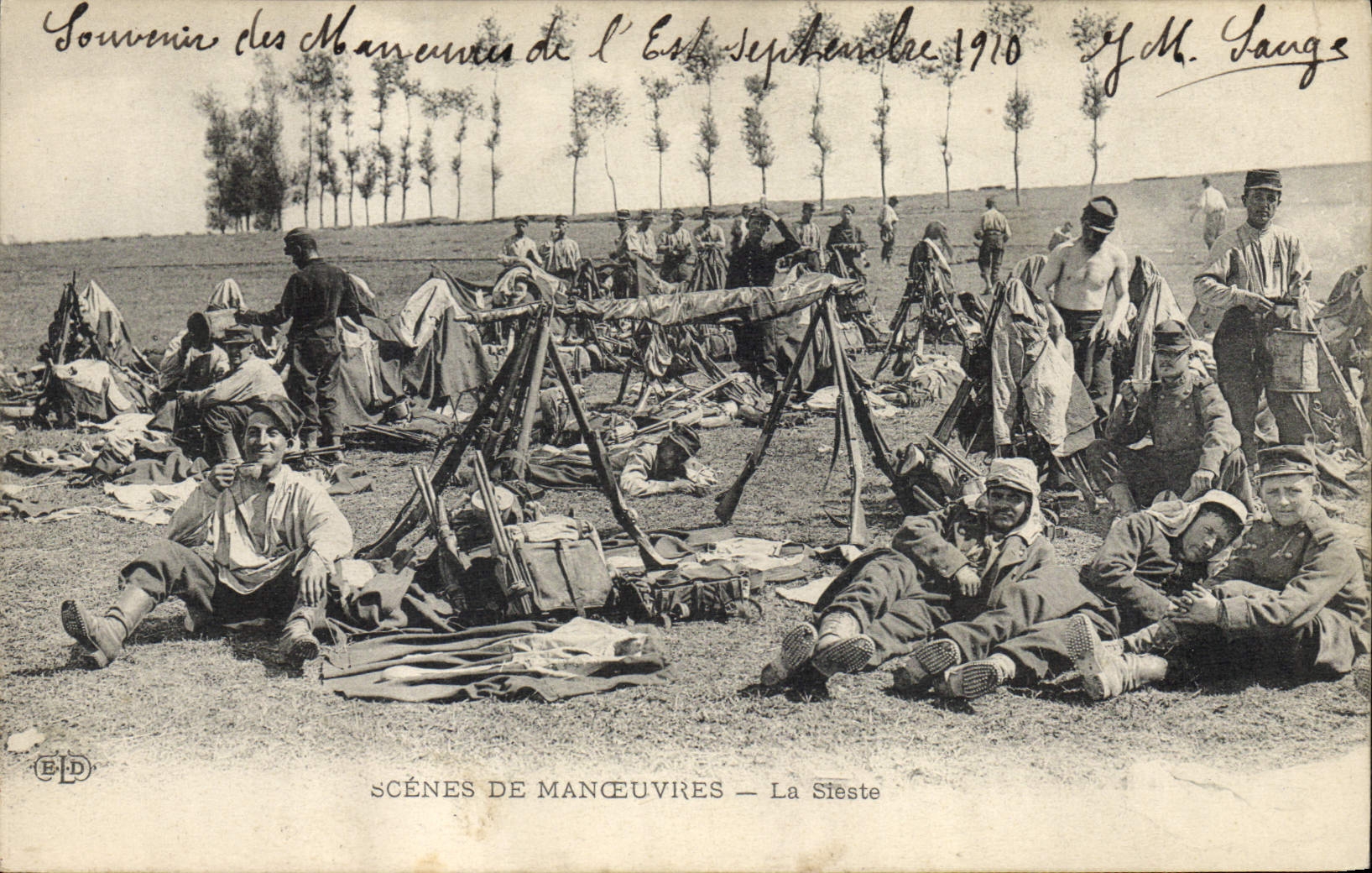 Scènes de manœuvres — La Sieste — E.P.D. — J.M. Gange