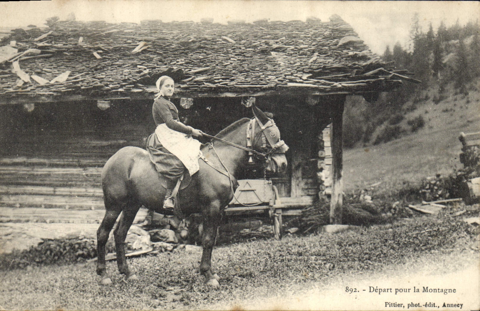 CPA Folklore Depart pour la montagne Cheval