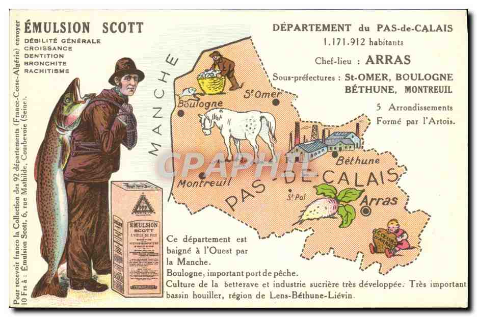 CPA Emulsion Scott Departement Pas de Calais Arras St omer Boulogne Bethune Montreuil Cheval