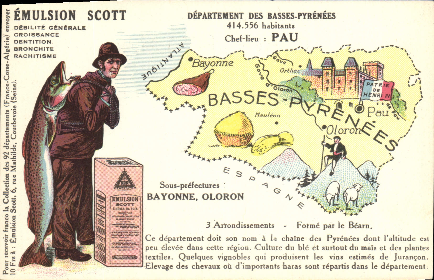Département des Basses-Pyrénées — Chef-lieu : Pau — Émulsion Scott