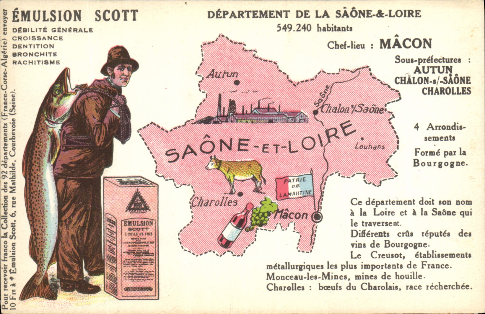 Departement Saône-et-Loire — Werbekarte für Scott Emulsion