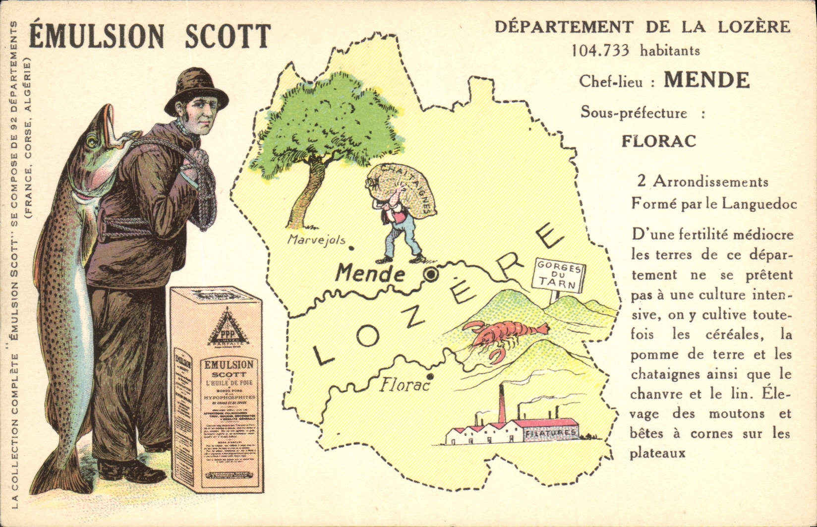 Département de la Lozère — Émulsion Scott — carte postale publicitaire