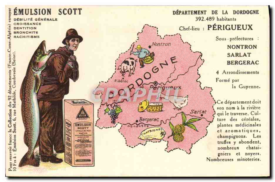 Departement der Dordogne — Werbekarte für Scott-Emulsion — Verleger nicht sichtbar