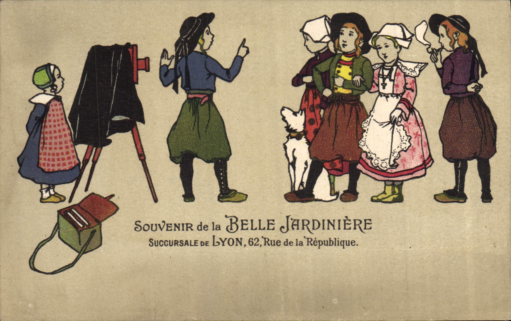 CPA Photographie Enfants Belle Jardiniere Rue de la Republique Lyon Bretagne Folklore 