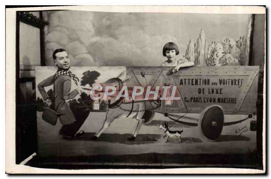 CPA Photographie Enfant Ane Mule 