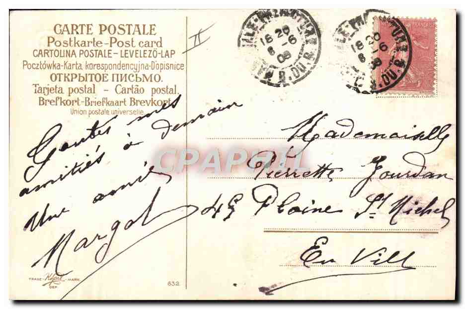 CPA Photographie Fleurs Colombe — Verso
