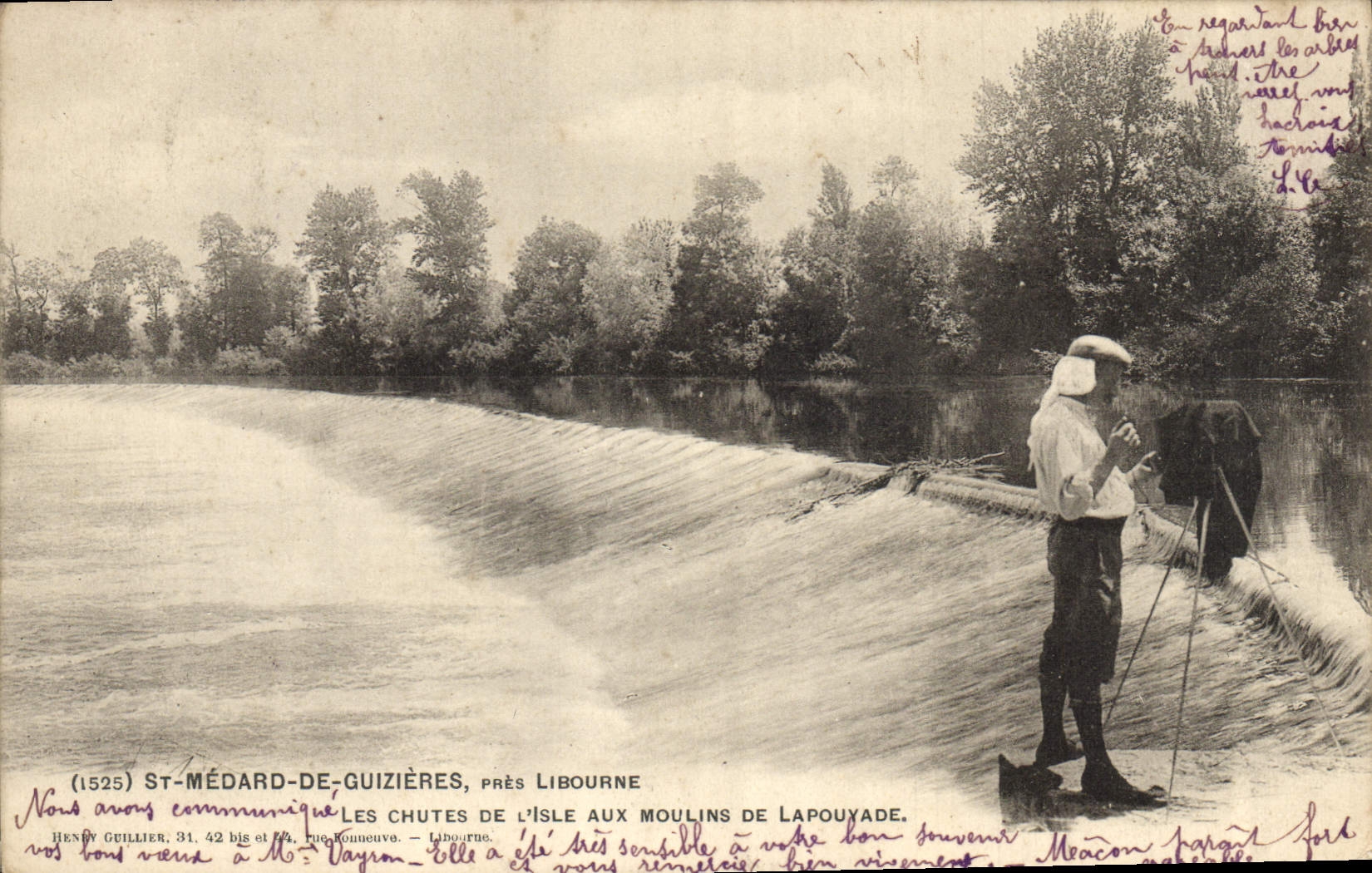 CPA Photographie St Medard de Quizieres pres Libourne Les chutes de l'Isle aux moulins de Lapouyade