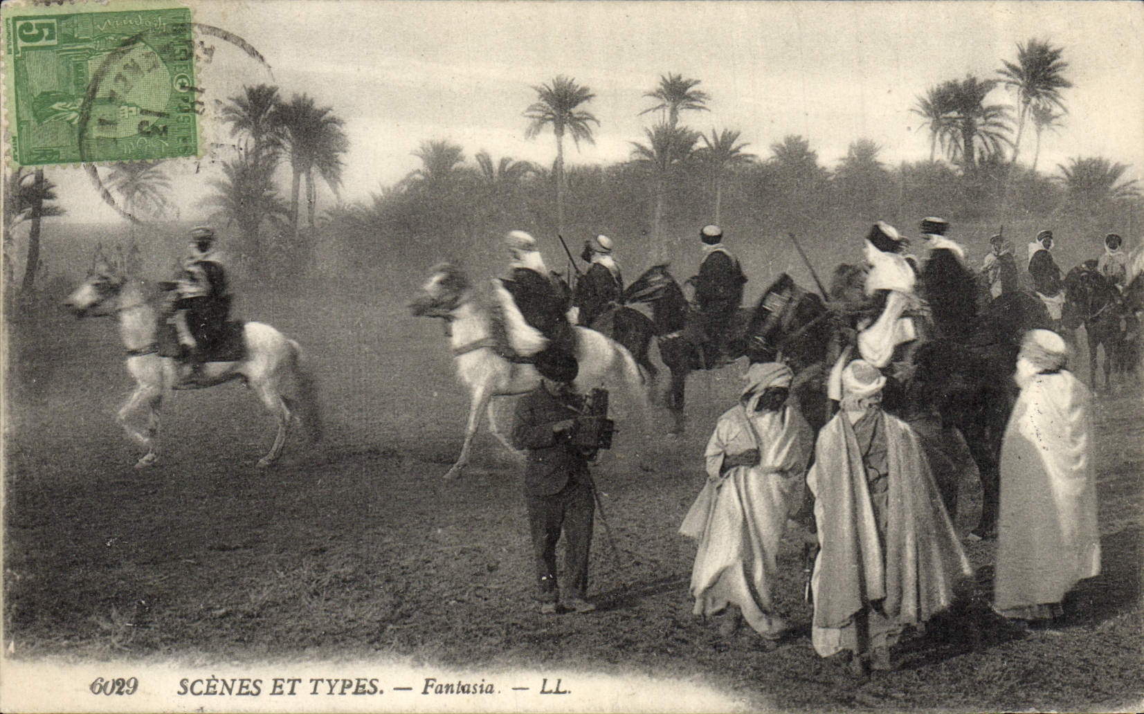 CPA Photographie Scenes et Types Fantasia Cheval Chevaux Tunisie