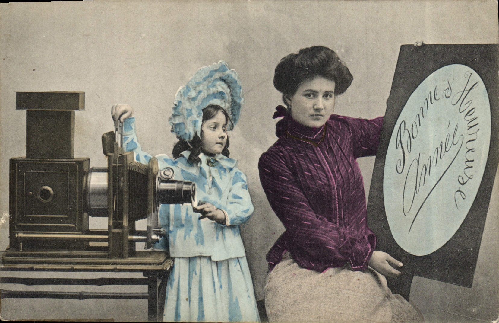 CPA Photographie Enfant Femme Bonne annee