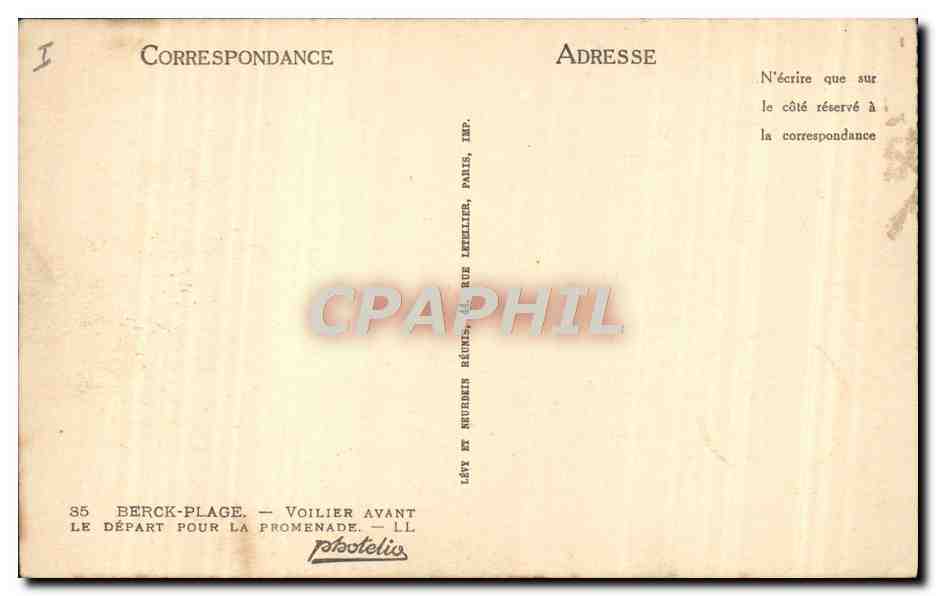 Berck-Plage — Voilier avant le départ pour la promenade — Photetelio, 85, rue Letellier, Paris — Rückseite