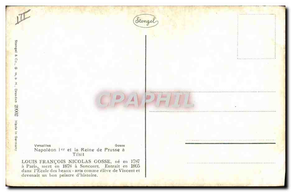 CPA Napoleon 1er et la reine de Prusse a Tilsit Louis Francois nicolas Gosse Versailles  — Rückseite