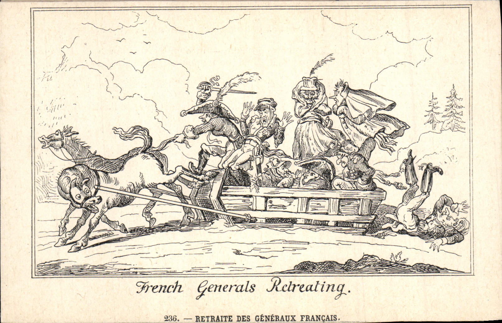 CPA Napoleon 1er French generals retreating Retraite des generaux francais