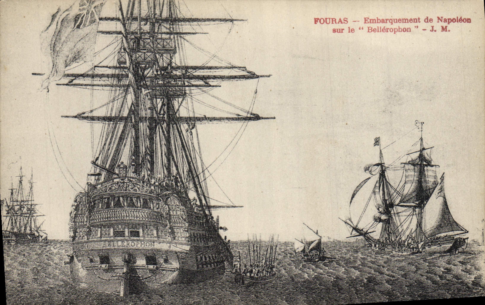 CPA Napoleon 1er Fouras Embarquement de Napoleon sur le Bellerophon Bateau