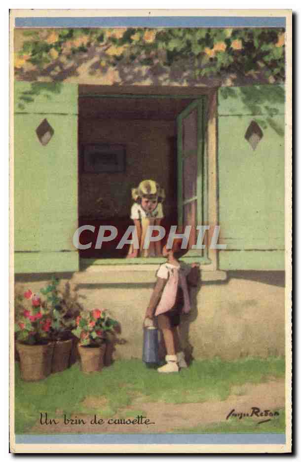 CPA Enfants Un brin de causette 