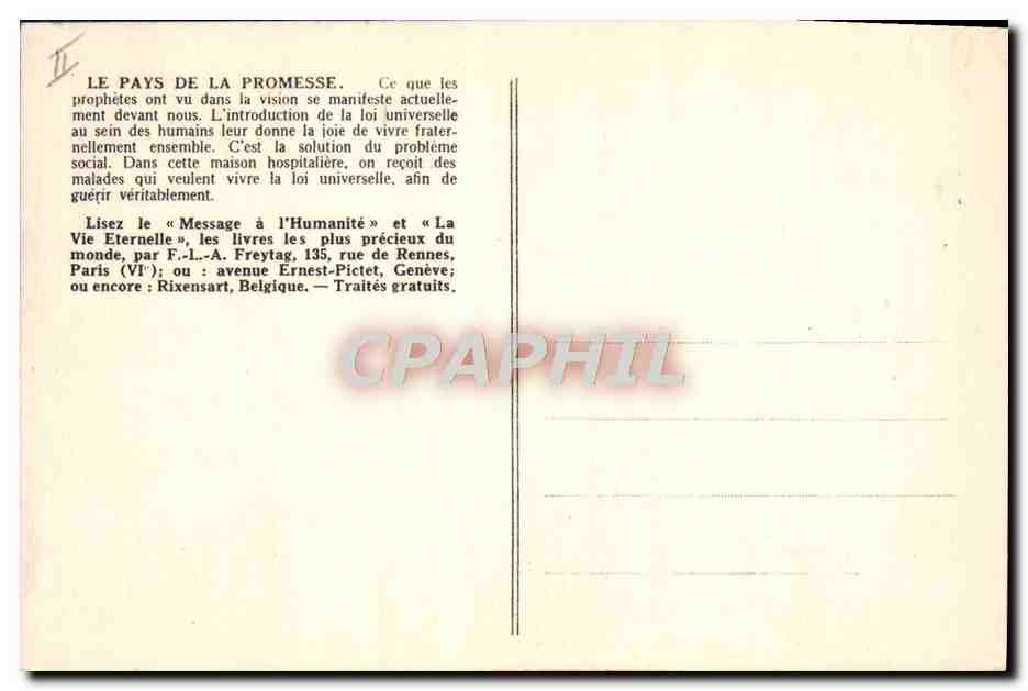 CPA Le pays de la promesse  — Rückseite