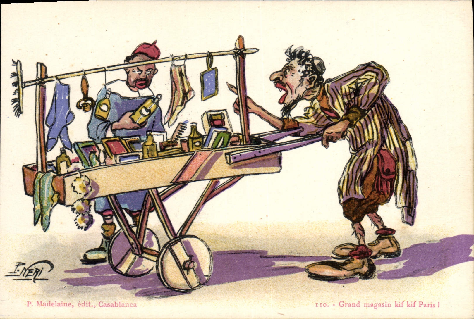 CPA Fantaisie Illustrateur Afrique du Nord Grand magasin kif kif Paris 