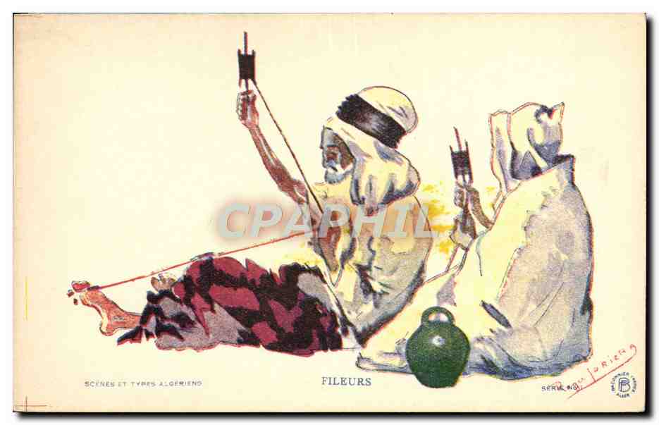 CPA Fantaisie Illustrateur Afrique du Nord Fileurs Algerie 
