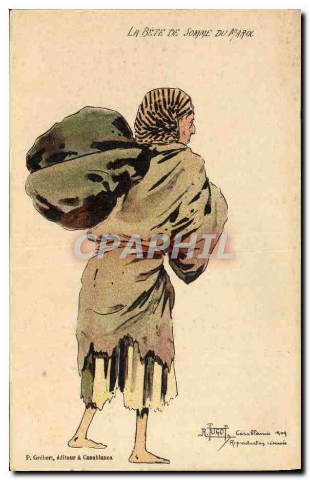 CPA Fantaisie Illustrateur Afrique du Nord Maroc La bete de Somme