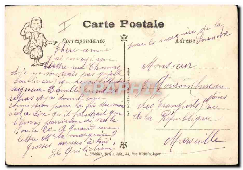 CPA Fantaisie Illustrateur Afrique du Nord Cireur de chaussures — Rückseite