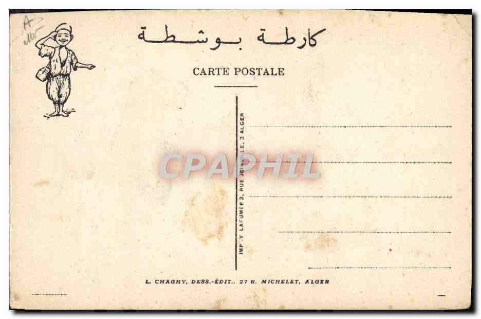 CPA Fantaisie Illustrateur Afrique du Nord Moi negro  — Rückseite