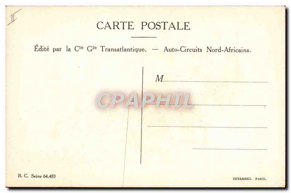 CPA Fantaisie Illustrateur Afrique du Nord Autos Circuits nord africains  — Rückseite
