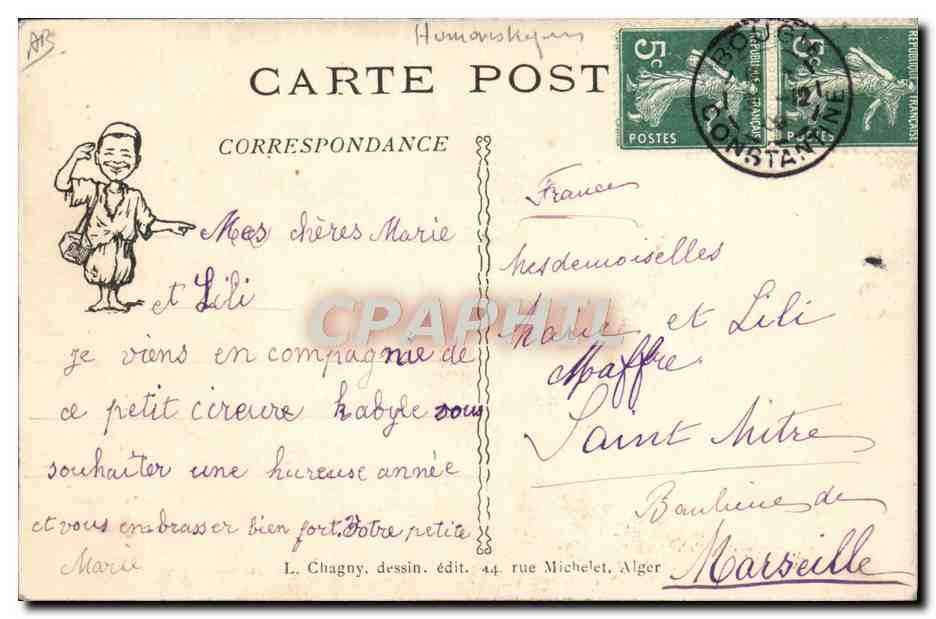 CPA Fantaisie Illustrateur Afrique du Nord Sante — Rückseite