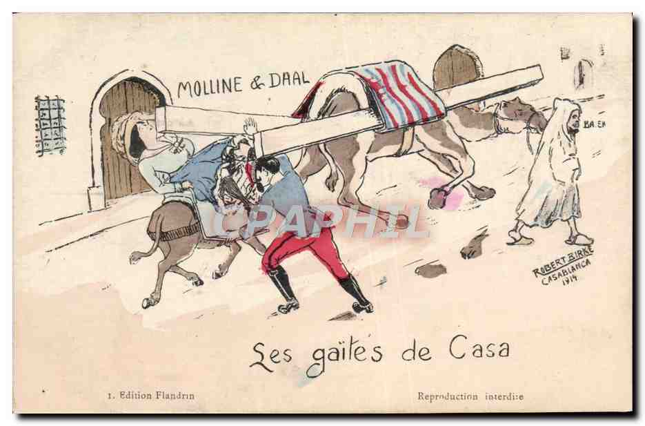 CPA Fantaisie Illustrateur Afrique du Nord Maroc Les gaites de Casa Chameau 