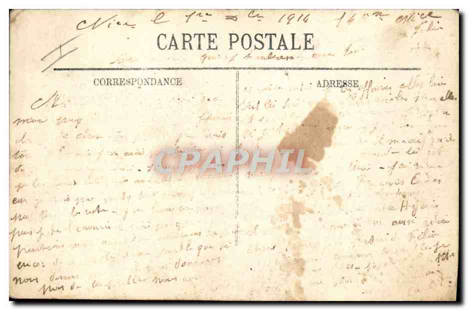 CPA Militaria L'armee francaise Cavalerie Le billet de logement Cheval — Verso