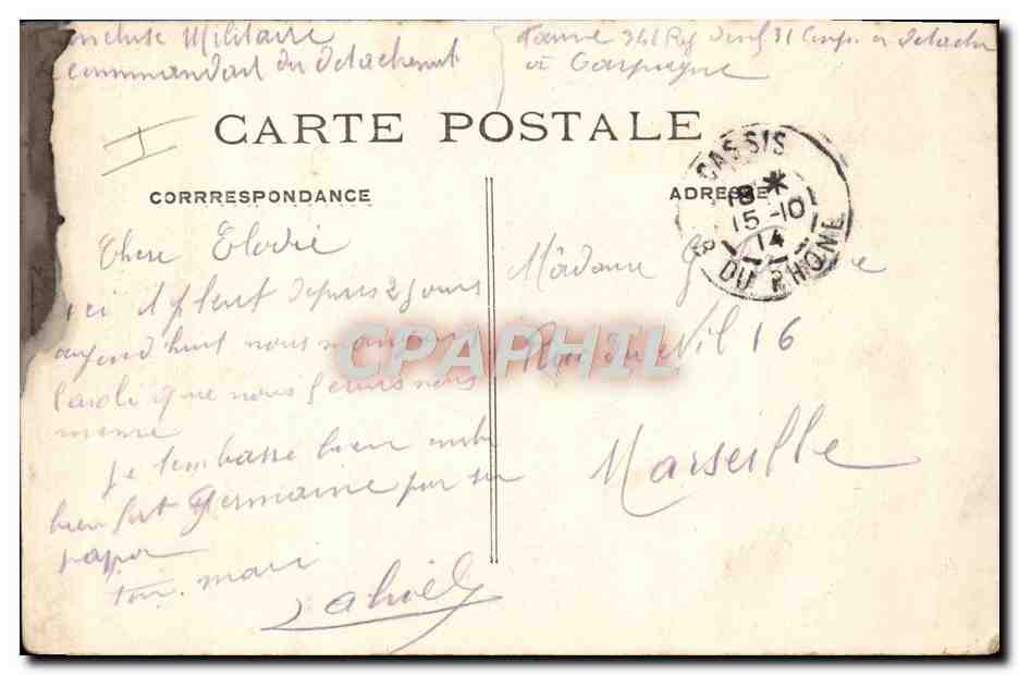 CPA Militaria Cassis  — Rückseite