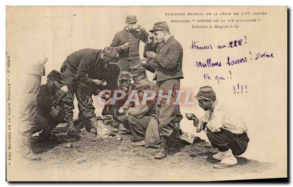 Soldats en pause — scène militaire — Collection A. Bergaret et Cie, 2e série