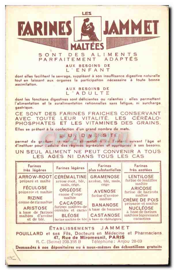 CPA Folklore Farines Jammet La Savoie  — Verso