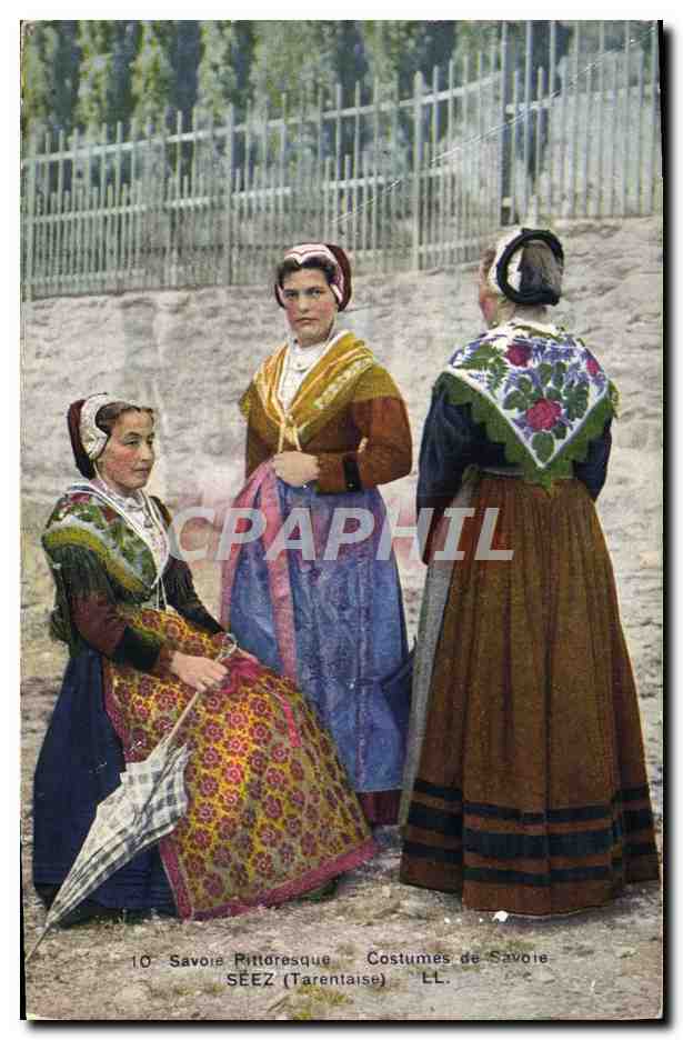 CPA Folklore Savoie Costumes Seez Tarentaise 