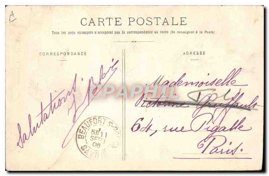 CPA Folklore Costumes de Savoie Beaufort sur Doron  — Verso