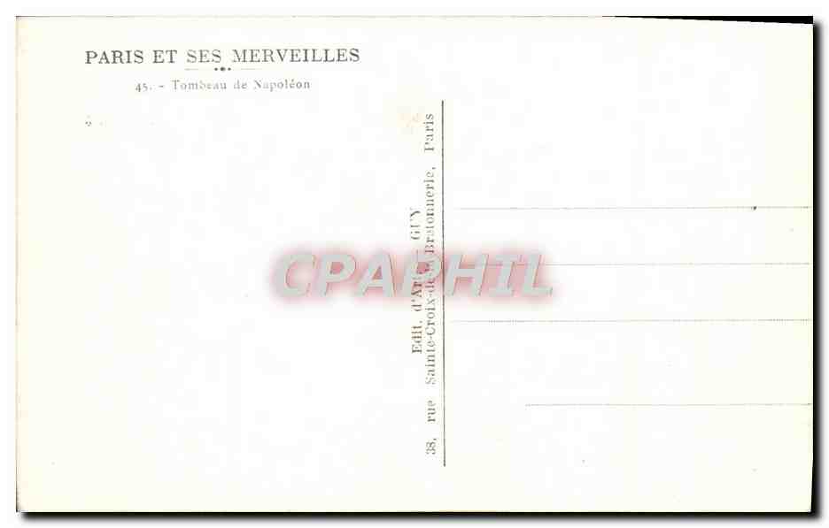 CPA Paris Et Ses Merveilles Tombeau de Napoleon 1er — Rückseite
